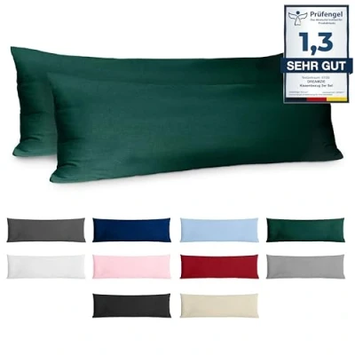 Afbeelding van kussenkussen 40x145 Versterkte katoen (set van 2) Groen strak weven 57 draden/cm² 40 x 145 cm gecertificeerde oeko