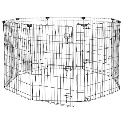 Afbeelding van Amazon Basics Achthoekig, loophok voor honden en andere huisdieren, opvouwbaar, metaal, met deur, 91 cm, zwart