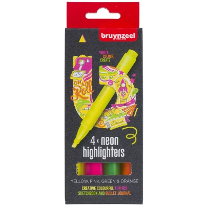 Afbeelding van Bruynzeel Highlighters smal set 4 neon kleuren