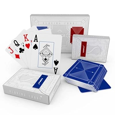 Afbeelding van SLOWPLAY 100% plastic speelkaarten, Jumbo Index, Superieure flexibiliteit en Duurzaamheid, Waterdicht Wasbaar, Professionele Speelkaarten voor Texas Hold&#039;em Poker