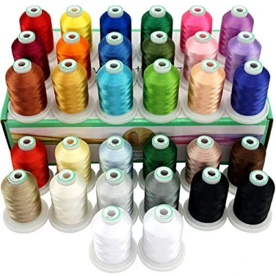 Afbeelding van New brothread 32 Spoelen Polyester Machine Borduurgaren Kit 1000M Elke Spoel Nieuwe Kleuren Vergelijkbaar met Janome en RA Assortiment 1