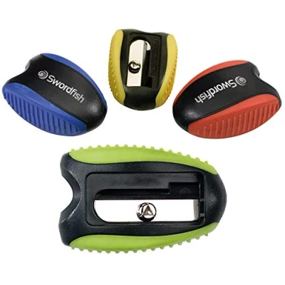 Afbeelding van Swordfish [40287] &#039;Soft Grip&#039; puntenslijper [Pack van 2] Verschillende kleuren, Geel, Blauw, Groen, Rood