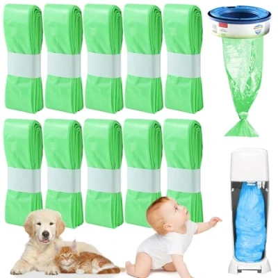 Afbeelding van navulzakken luieremmer, 10 stuks babyluieremmer, geurende kattenbakvulling, compatibel met Dekor Plus/Korbell Slim (Groen)
