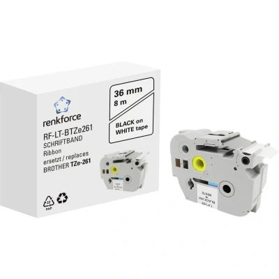 Afbeelding van Labeltape Renkforce RF LT BTZe261 Compatibel vervangt Brother TZe 261 36 mm Tapekleur: Wit Tekstkleur: Zwart 8 m