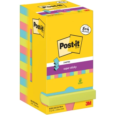 Afbeelding van Post It Super Sticky Z Notes Cosmic, 90 vel, ft 76 x mm, 8 + 4 GRATIS memoblok