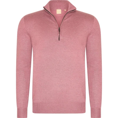 Afbeelding van Mario Russo Half Zip Sweater Trui Heren Coltrui XXL Oud Roze