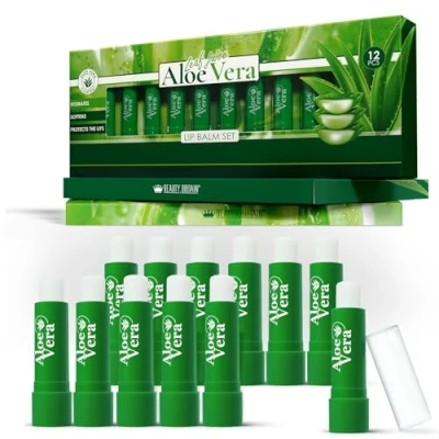 Afbeelding van Set van 12 x Lippenbalsems met Aloe Vera Langdurige Hydratatie voor Lipverzorging Uniseks Bijenwas Vitamine E Omega 3