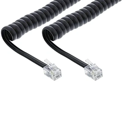 Afbeelding van Telefoon spiraalkabel RJ10 1:1 aangesloten / zwart 2 meter