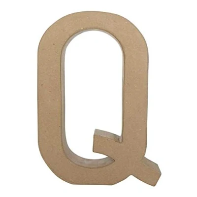 Afbeelding van Décopatch Ref AC410O Papier Maché Alfabet Grappige kleine letter &quot;Q&quot; Leuk om te versieren met Papers, Lijm &amp; Vernis, 5 x 22 23cm Bruin