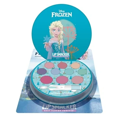 Afbeelding van Lip Smacker Frozen Shimmer Color Palette, 12 delige Make up Set voor Kinderen Inclusief Glinsterende Crèmes, Blush en Kwasten, Eindeloos Plezier, Gifts