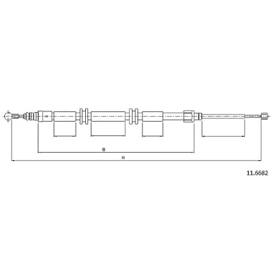 Afbeelding van METZGER 11.6682 Handremkabel Links achter, Rechts 1760/920 Schijfremmen COFLE RENAULT: Kangoo II / Grand