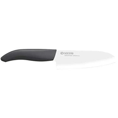 Afbeelding van Kyocera FK 140 WH BK BIO Santoku mes 14 cm bioplastisch handvat scherpe zirkonia keramische lemmet handgeslepen licht niet corrosief zonder smaakoverdracht