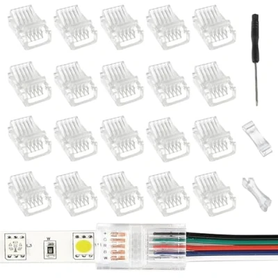 Afbeelding van EPLZON 5 Pin 10 mm LED COB Light Band Connector to Line Snelle RGB Adapter Duidelijke Spoorverlichting Slot Free voor 5050 (20st)