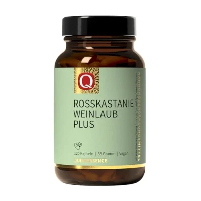 Afbeelding van Quintessence Rosskastanje wijnbladeren Plus 120 stuks capsules van beproefd wijnblad en paardenkastanje extract, veganistisch zonder additieven, geproduceerd in Oostenrijk