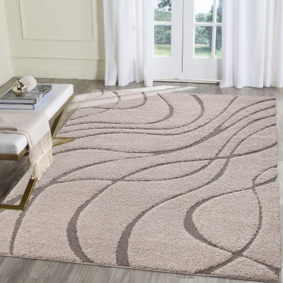 Afbeelding van Luxus Shaggy Hoogpolig Vloerkleed Skandi Design Effen Creme Rechthoekig Zacht en Luxe Tapijt 120x160 cm Rechthoek Polypropyleen