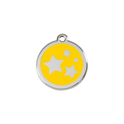 Afbeelding van Star Yellow roestvrijstalen hondenpenning small/klein dia. 2 cm RedDingo