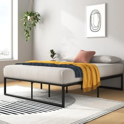 Afbeelding van Zinus Lorelai bed 135 x 190 cm Hoogte 36 met opbergruimte onder het Platformbedframe van metaal Wit