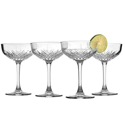 Afbeelding van Pasabahce Golden Touch Champagnecoupe Timeless 27 cl Transparant met Gouden Randen Set van 4