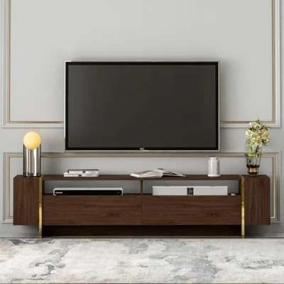 Afbeelding van Homidea Angel tv meubel, televisietafel, kast, woonwand, lage kast in modern design, 192,8 x 45 35 cm, eiken/antraciet