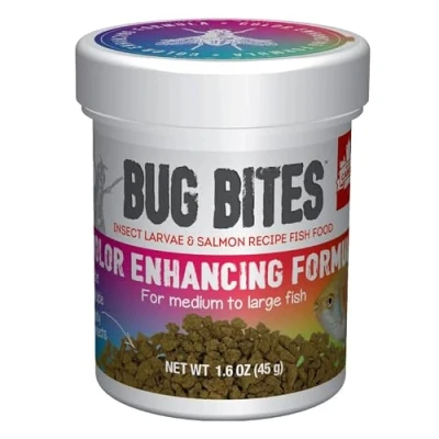 Afbeelding van Fluval Bug Bites visvoer, met insectenlarven, kleurversterkende voering, langzaam zinkend granulaat, 1,4 2 mm, 45 g
