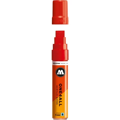 Afbeelding van Molotow ONE4ALL 15mm Acryl Marker Rood Geschikt voor vele oppervlaktes zoals canvas, hout, steen, keramiek, plastic, glas, papier, leer...