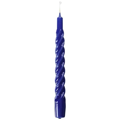Afbeelding van Cereria di Giorgio Risthò Tortiglione gelakte kaarsen, paraffinewas, blauw, 2,2 cm, 3 stuks