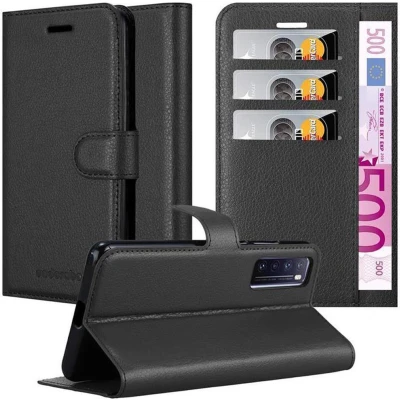 Afbeelding van Cadorabo Hoesje geschikt voor Huawei NOVA 7 5G in PHANTOM ZWART Beschermhoes met magnetische sluiting, standfunctie en kaartvakje Book Case Cover Etui