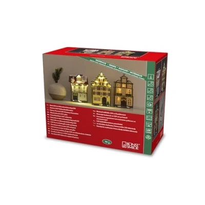 Afbeelding van KONSTSMIDE Kersthuisje LED huisjes van glasvezel, set 3, 14 amberkleurige diodes (3 stuks)