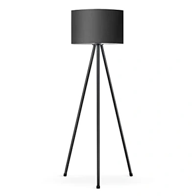 Afbeelding van Tomons staande lamp, led, dimbaar, modern, met driepootstatief van metaal, lamp voor woonkamer en slaapkamer, leeslamp, vloerlamp, zwart