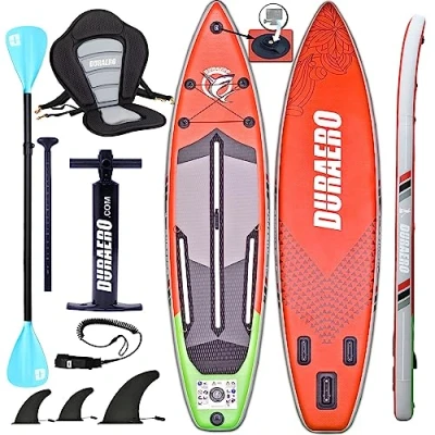 Afbeelding van Opblaasbare SUP Board Set Stand Up Paddle Premium Surfboard incl. Kajakzitting, camerahouder, dubbele peddel en complete accessoireset, 330 x 76 15 cm, tot 150 kg, rood + groen