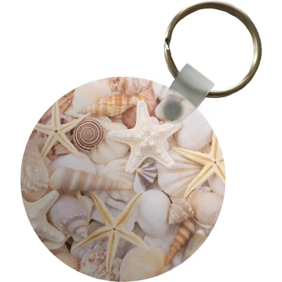 Afbeelding van Sleutelhanger Zeesterren Schelpen Strand Zomer Plastic Rond Uitdeelcadeautjes