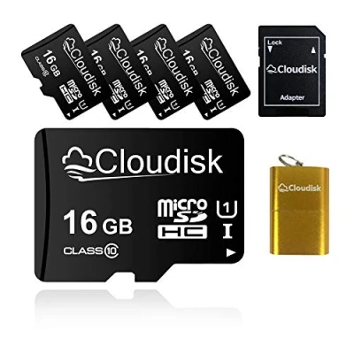 Afbeelding van Cloudisk 5 Pack Micro Sd kaart 16 GB Klasse 10 met MicroSD Adapter + Kaartlezer Geheugenkaart Groothandel