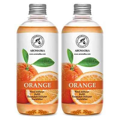 Afbeelding van Navulling geurstokjes Sinaasappel 2x500ml Intensieve Verse Langdurige en Frisse Geur Verdampingsduur van 20 weken Aromatherapie Diffuser Luchtverfrisser huisparfum geurolie hergebruik geurverspreider Aromatika