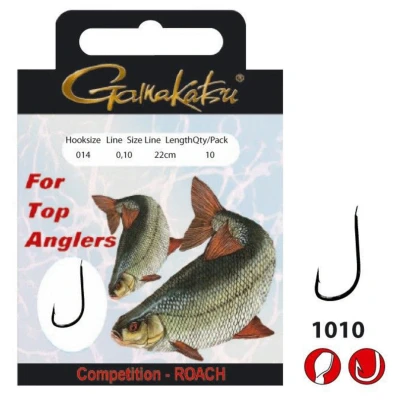 Afbeelding van Gamakatsu Onderlijnen Competition Roach haak 1010R 22cm (10 pcs) Maat : 16 0.10mm