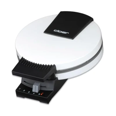 Afbeelding van Cloer 271 Oublie / Kniepertjes ijzer voor flinterdunne, knapperige hoorns, 800 W, hoorngrootte 15 cm Ø, traploze instelbare bruiningsgraad met schuifregelaar, wit gelakte metalen behuizing