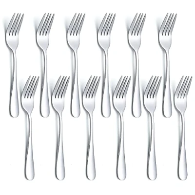 Afbeelding van Evanda 14cm Dessertvorkjes 12 stuks, Roestvrij Staal Gebaksvorkjes Set, Fruitvorkjes, Mini Gebaksvorkjes, Snackvorkjes voor Thuis, Bruiloft, Feest, Café, Koffieshop