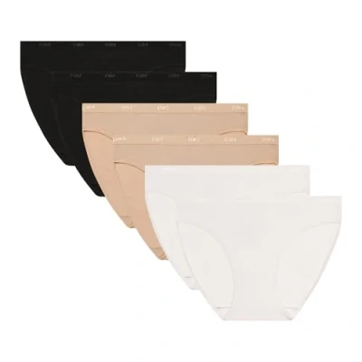 Afbeelding van DIM Damesslip, Les Pockets EcoDim katoen, zachte kleuren, 6 stuks, wit/huid/zwart, M
