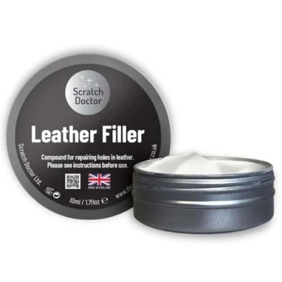 Afbeelding van Scratch Doctor ledervuller, reparatiemiddel om gaten, scheuren, krassen en slijtage op lederen meubels, autostoelen, schoenen tassen te vullen (wit, 10 ml)