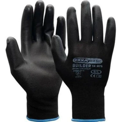 Afbeelding van OXXA® Builder 14 079 PU/polyester handschoenen Zwart 12 paar maat 10/XL
