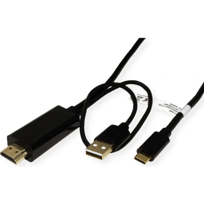 Afbeelding van USB C naar HDMI kabel Roline 2 meter (4K@60Hz, A, Verguld)