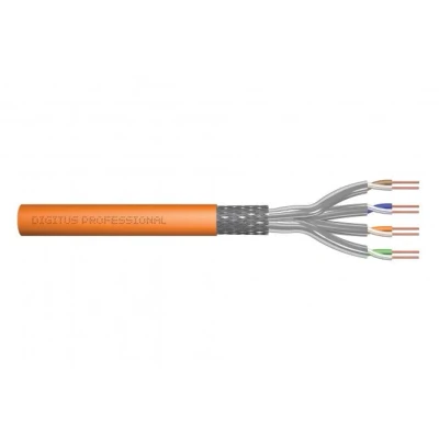 Afbeelding van DIGITUS 250 m Cat 7 Netwerkkabel S FTP (PiMF) Simplex BauPVO Dca LSZH Halogeenvrij 1200 MHz Koper AWG 23/1 PoE+ Compatible LAN Kabel Installatie Ethernet Oranje