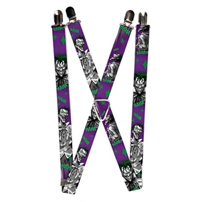 Afbeelding van Buckle Down Unisex&#039;s Bretels Joker Lachende Poses Haha Paars/Groen/Zwart/Wh, Meerkleurig, One Size