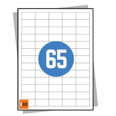 Afbeelding van DULA Etiketten Stickervellen A4 65 stickers per vel 38,1 x 21,2 mm 100