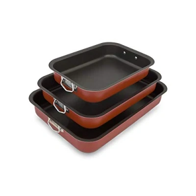 Afbeelding van Menax Ovenbraadpan met Handvatten Anti Aanbaklaag Set van 3 Made in Italy