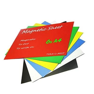 Afbeelding van TUKA i AKUT 6x A4 Magneetvellen Beschrijfbare Flexibel Snijbaar, Magneetfolie van Rubberen Magneet, Magnetisch Affiche Magneetpapier Magneetplaatje Uitwisbare, 6 Stuks in Kleuren TKD9040 bunt