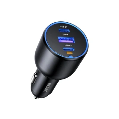 Afbeelding van UGREEN sigarettenaansteker USB C 130W autolader 3 poorts compatibel met iPhone 15/15 Plus/15 Pro/15 Pro Max/14/13/12, MacBook Pro/Air, Surface Pro, Galaxy S24/S23 etc.