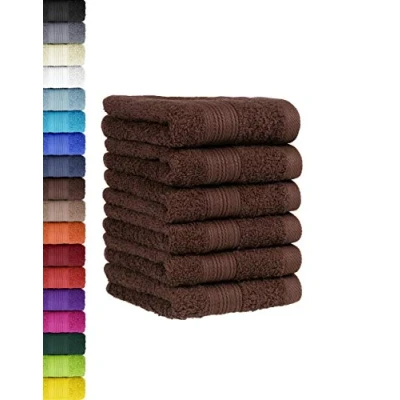 Afbeelding van BaSaTex Set van 6 handdoekenset voor gasten, handdoeken met ophanglus zacht katoen, 30 x 50 cm, gastendoekjes de handreiniging, Öko Tex Standard 100 gecertificeerd, chocolade