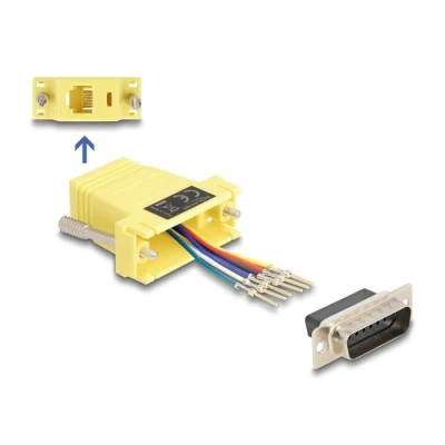 Afbeelding van Delock D Sub 15 Pin Stecker zu RJ12 Buchse Montagesatz gelb HQ produ