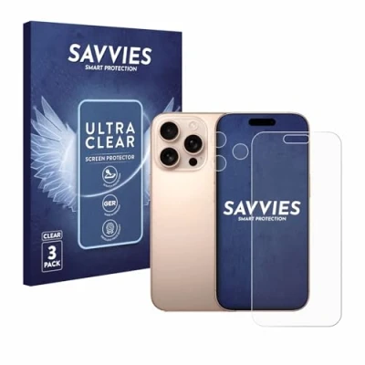 Afbeelding van Savvies (6 Stuks) Schermbeschermer voor Apple iPhone 16 Pro Max (Voor+Camera) Screen Protector Ultra Transparant