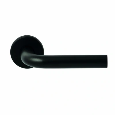 Afbeelding van Hardbrass Deurkruk Oslo op rond rozet 4mm dun zwart